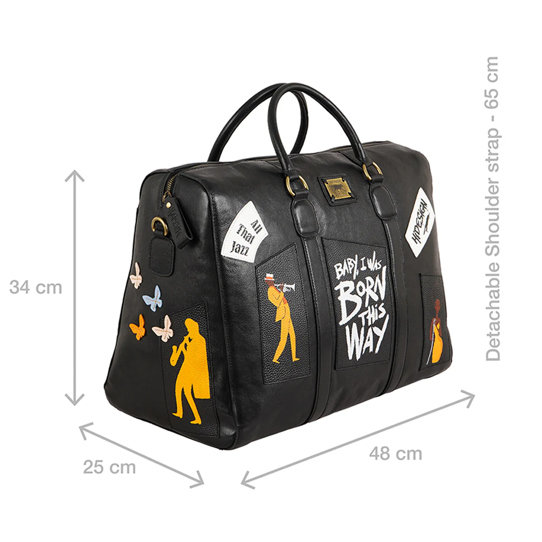 Mj 03 Black Leather Duffle Bag - Image 3