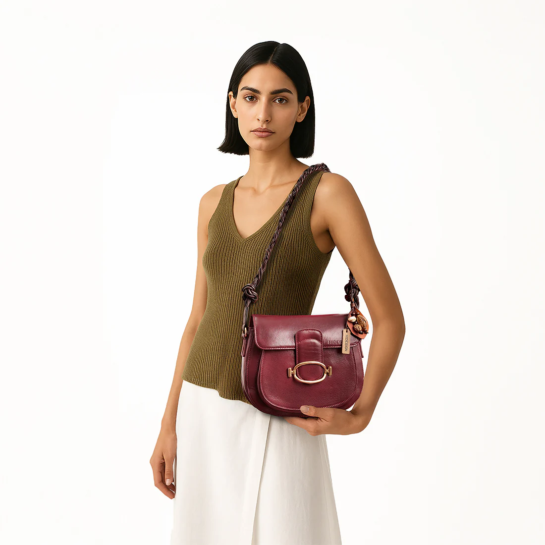 Moon 03 Red Leather Shoulder Bag - Image 2
