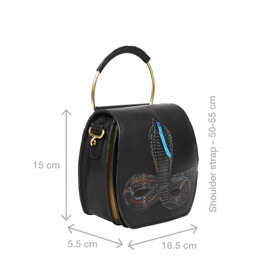 Naia 02 Black Leather Sling Bag - Image 3