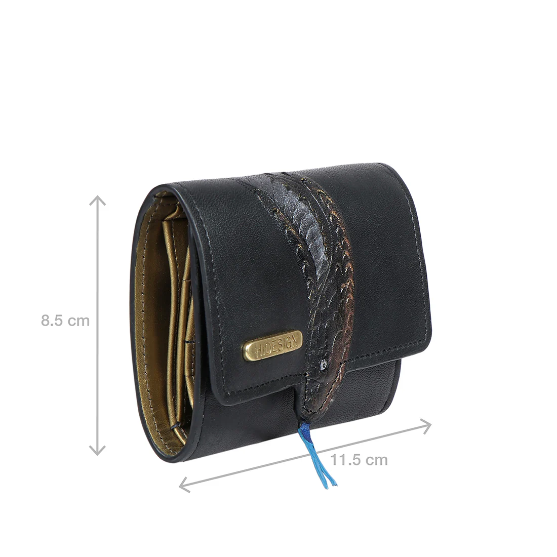 Naia W3 Black Leather Trifold Wallet - Image 3