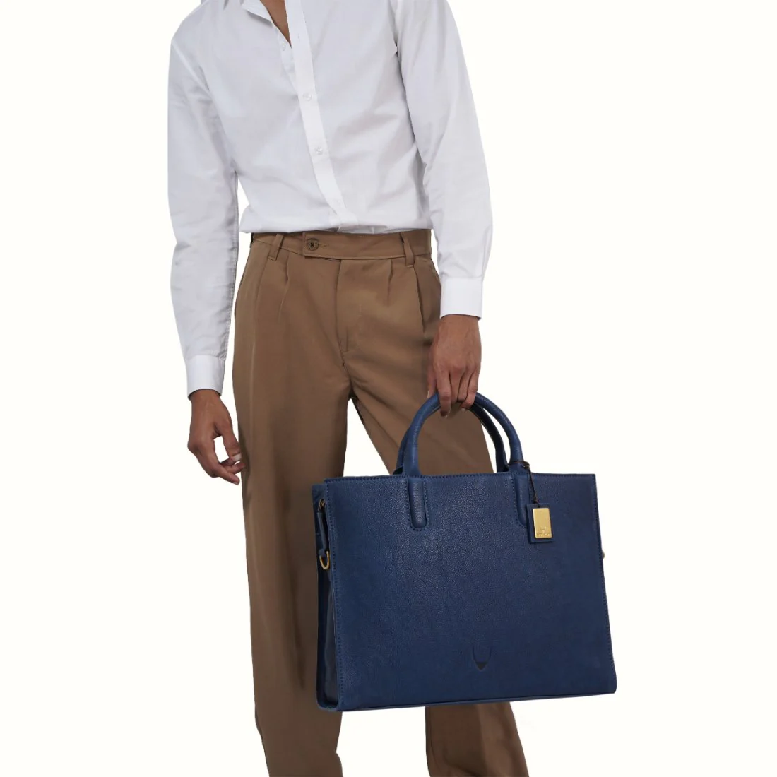 Navigli 03 Blue Leather  Laptop Bag - Image 2