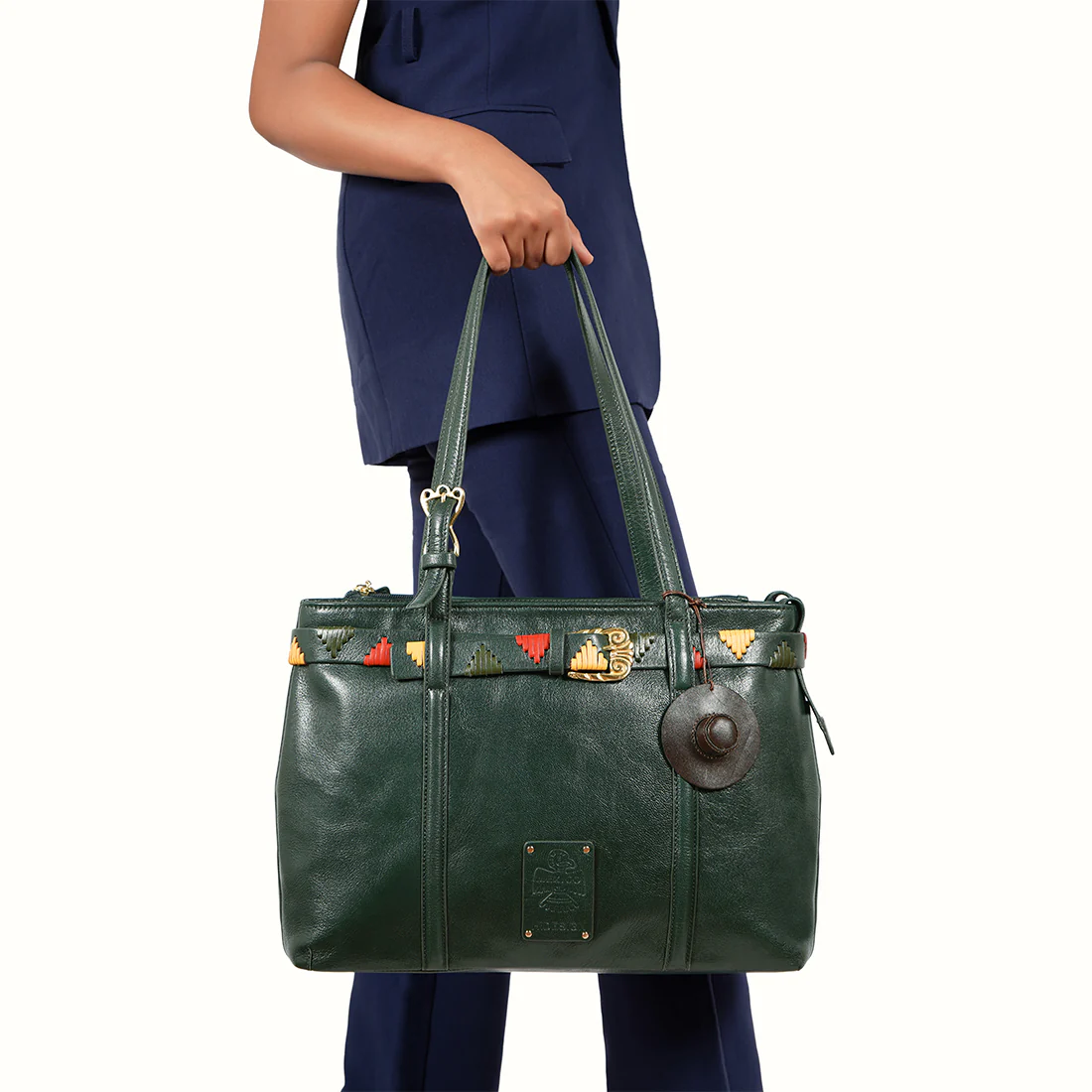 Oaxaca 02 Green Leather Tote Bag - Image 2