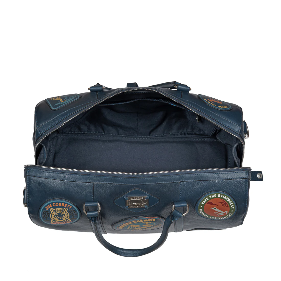 Okavango 02 Blue Leather Duffle Bag - Image 13