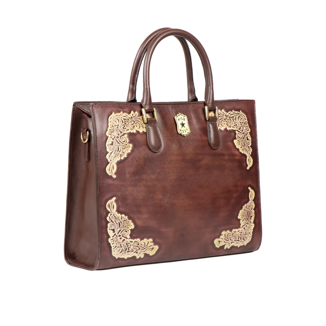 Pearl Hart 01 Brown Leather Laptop Bag - Image 2