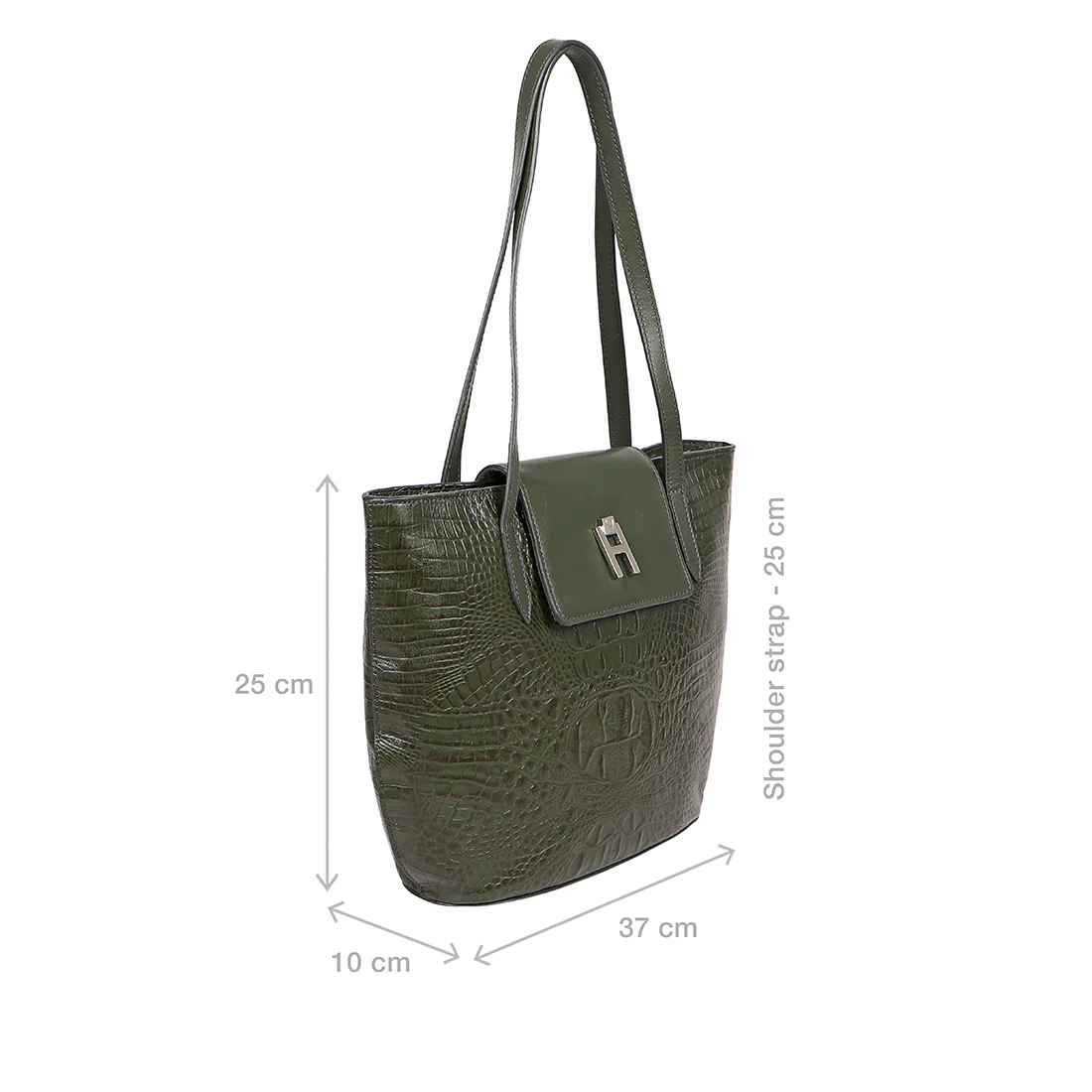 Peru 03 Green Leather Tote Bag - Image 3