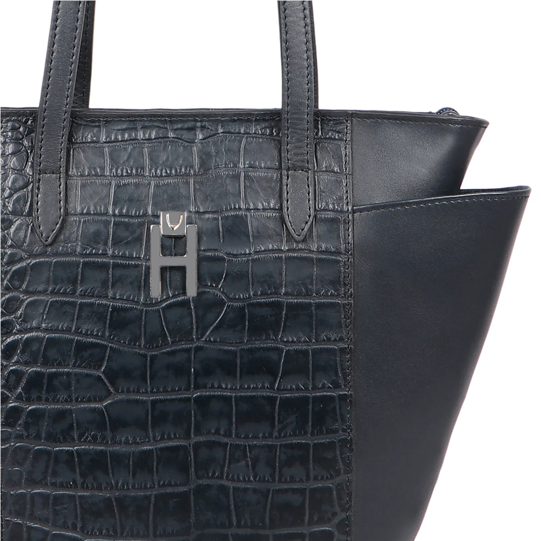 Peru 09 Blue Leather Tote Bag - Image 5