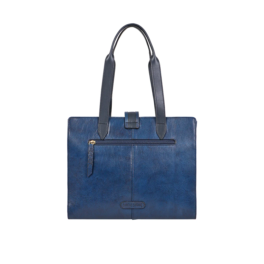 Phoenix 02 Blue Leather Tote Bag - Image 4