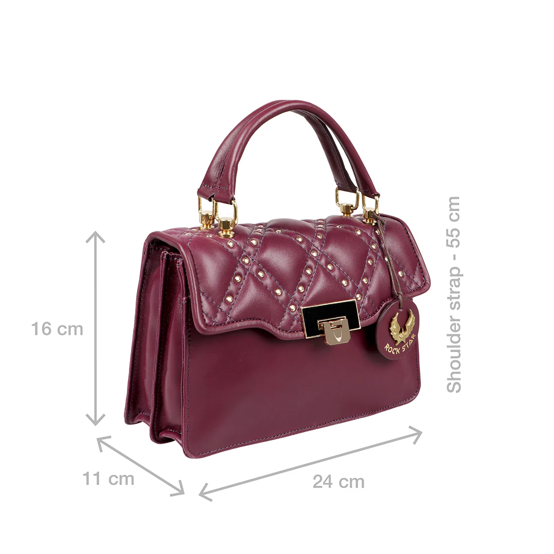 Pop 02 Purple Leather Satchel - Image 3