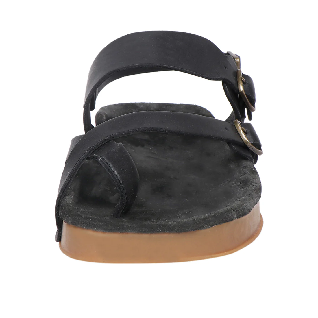 Port Blair Women's Black Leather Strap Sandals - Image 2
