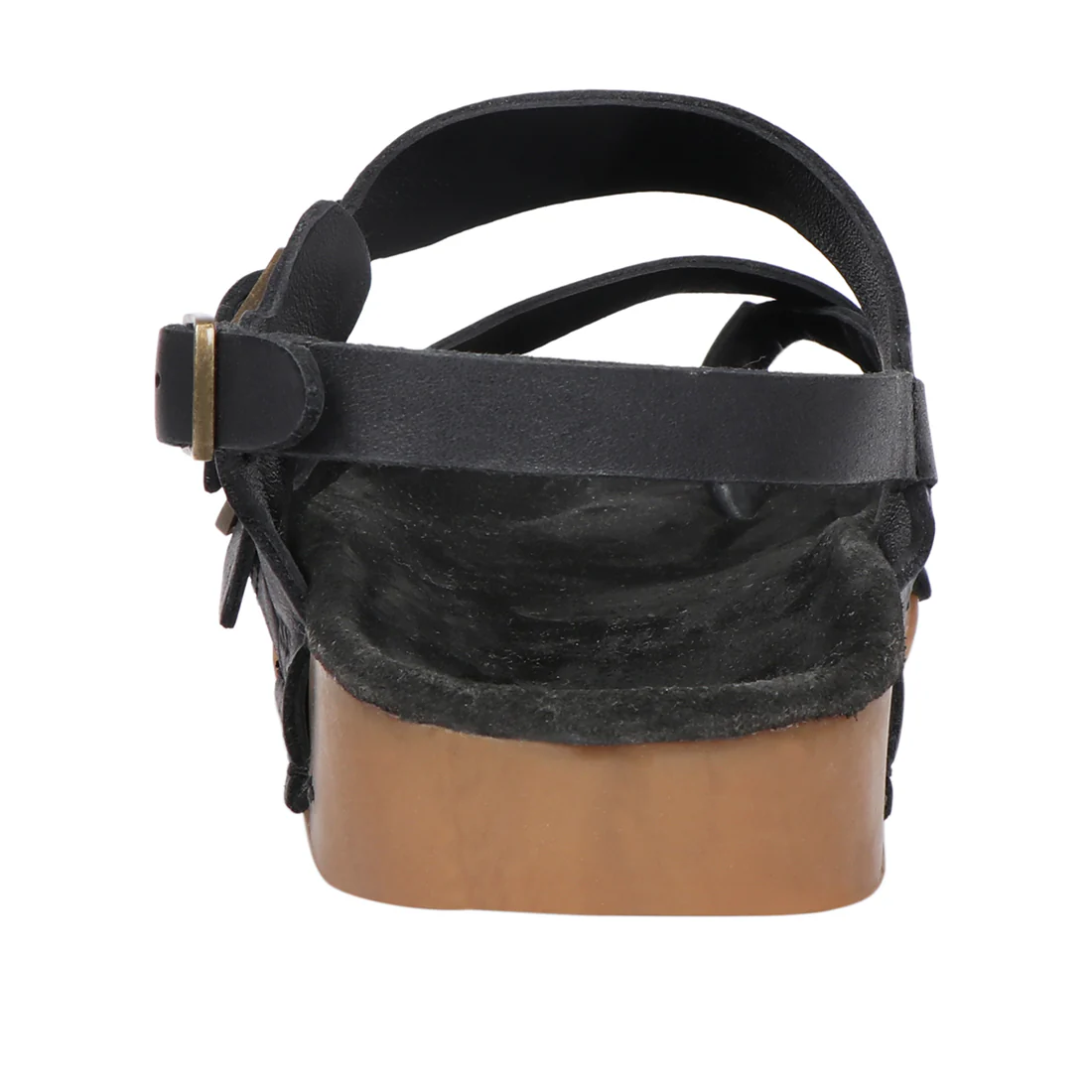 Port Blair Women's Black Leather Strap Sandals - Image 4