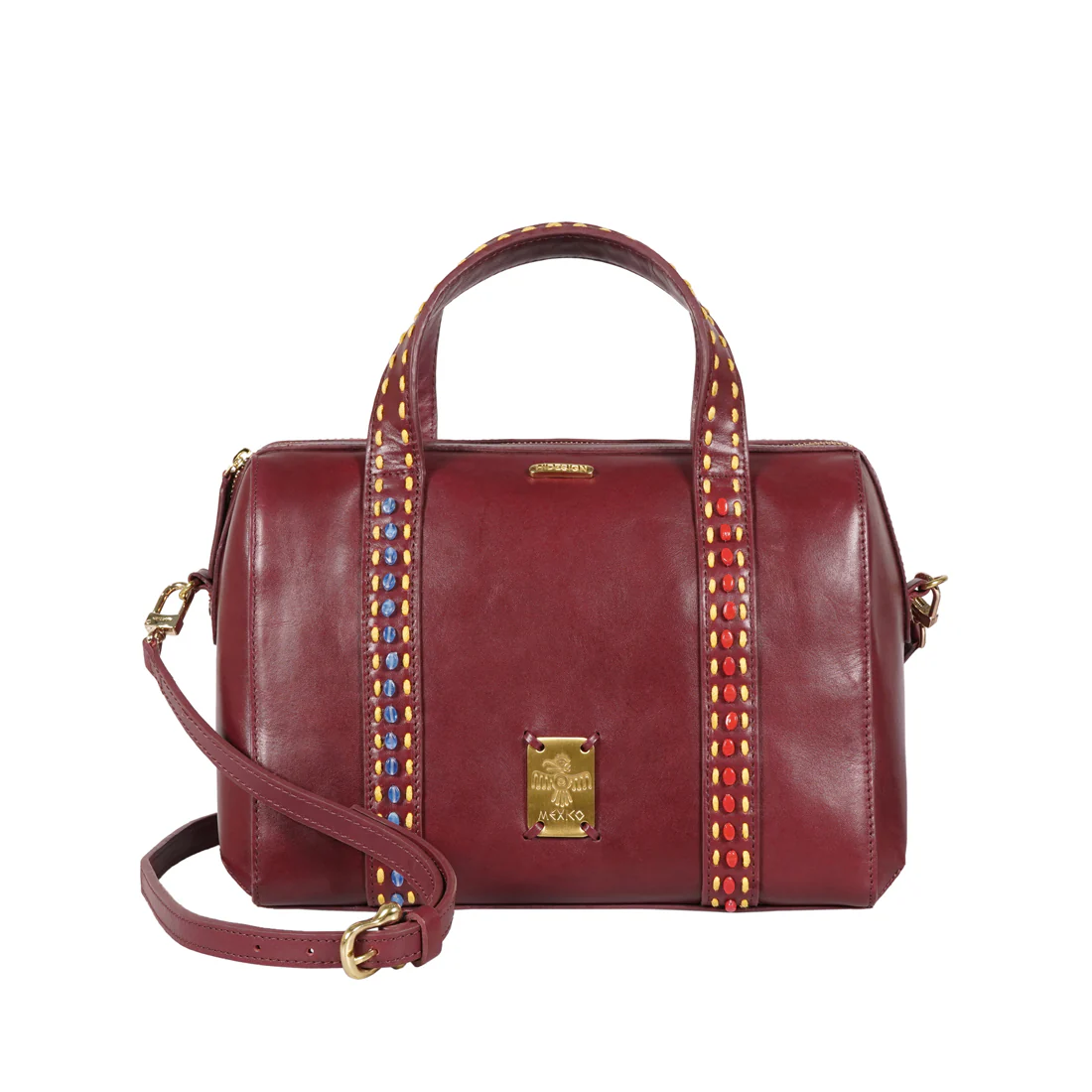 Puebla 02 Red Leather Bowling Bag - Image 3
