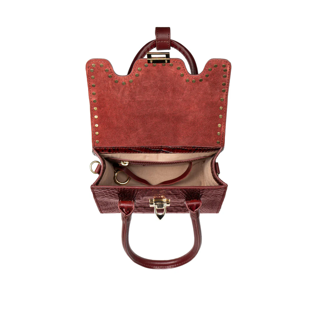 Punk 01 Red Leather Satchel - Image 7