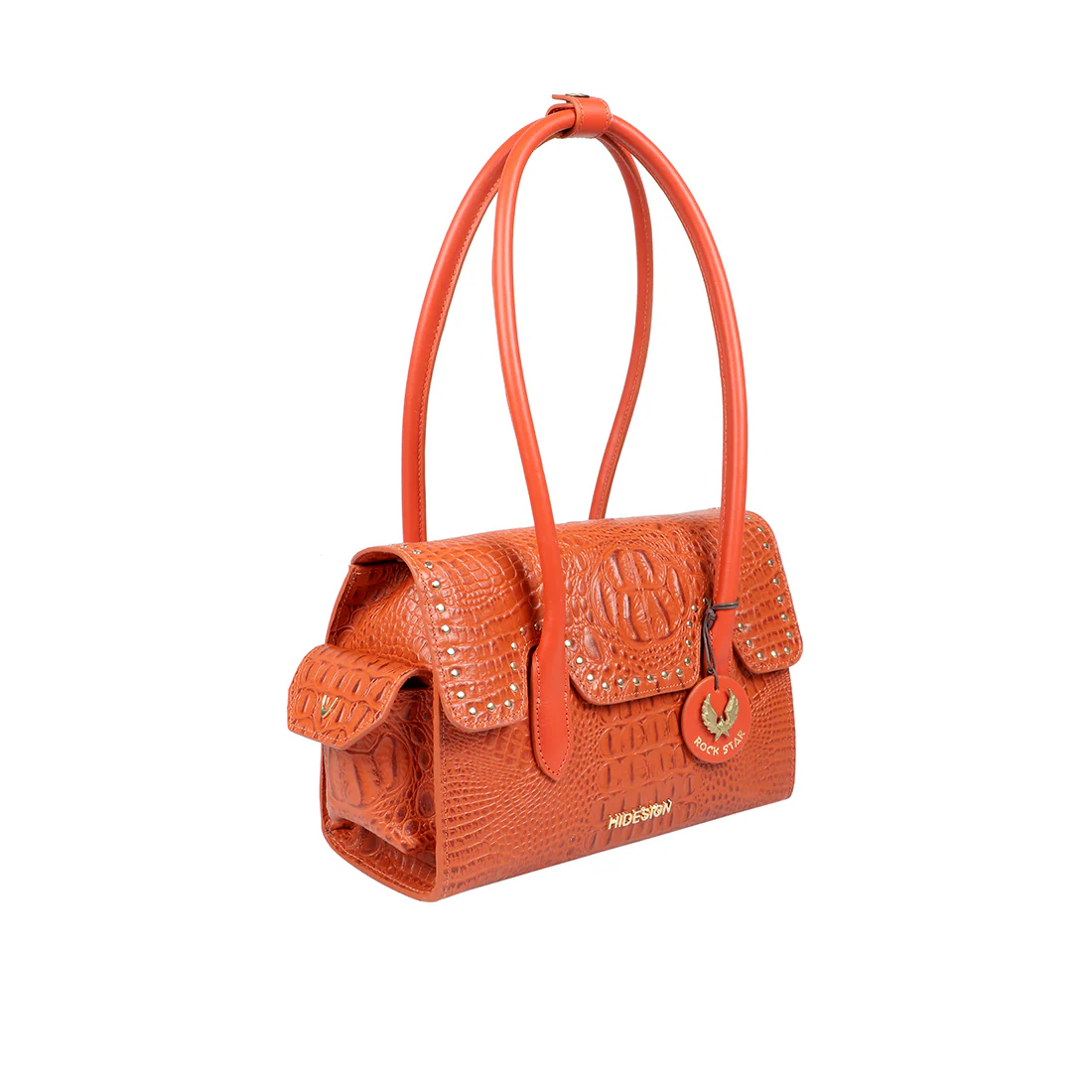 Punk 02 Orange Leather Shoulder Bag - Image 2