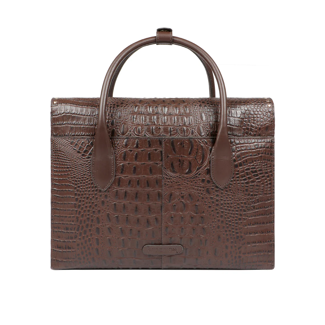 Punk 03 Brown Leather Laptop Bag - Image 3