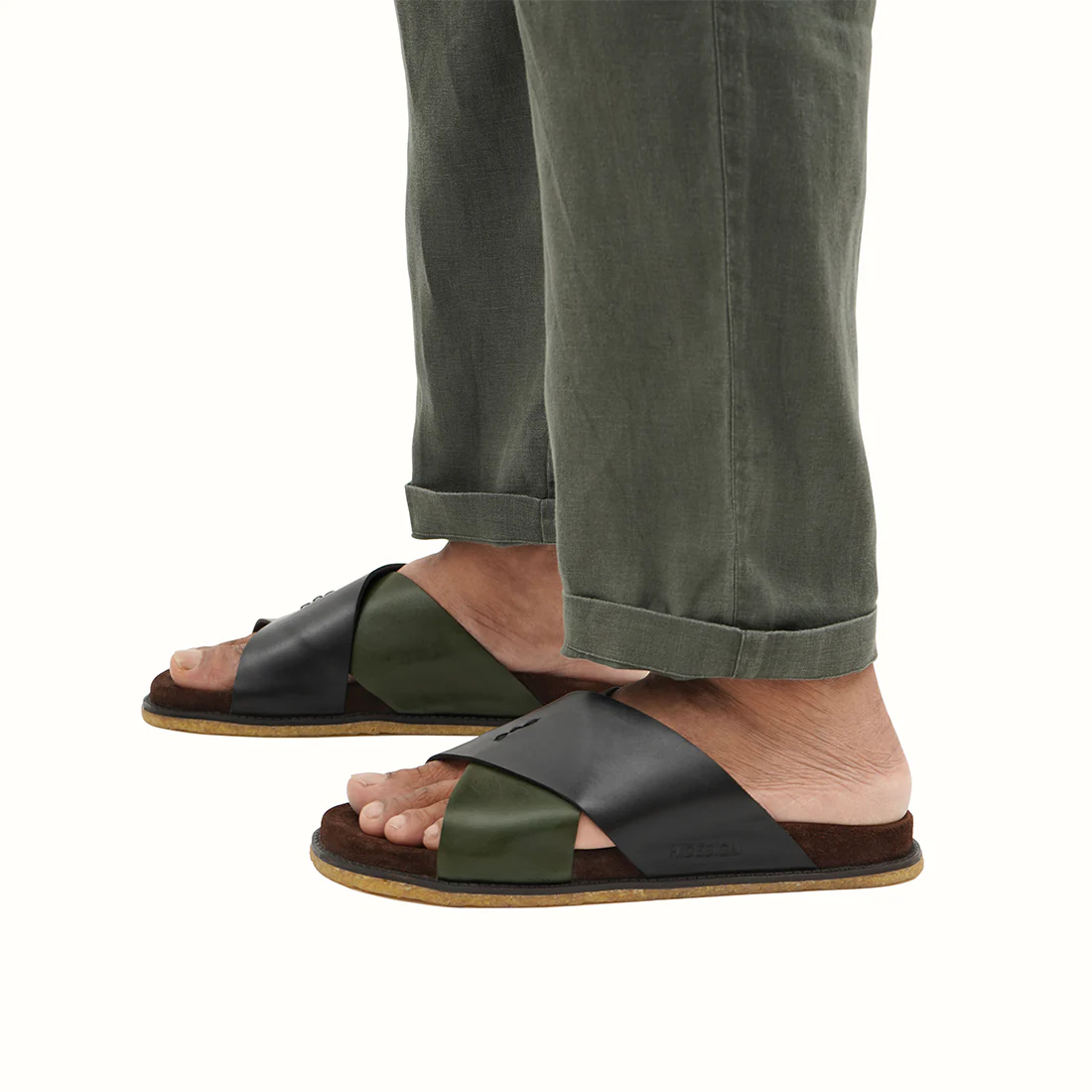 Reef Men's Black Leather Slides - Image 2