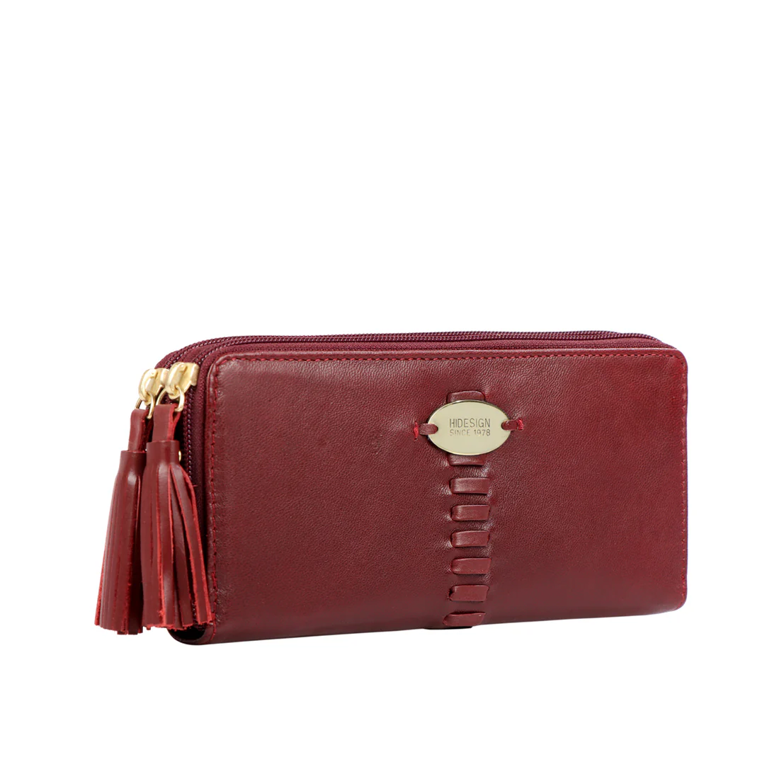 Rhubarb W1 Marsala Leather Double Zip Around Wallet - Image 4