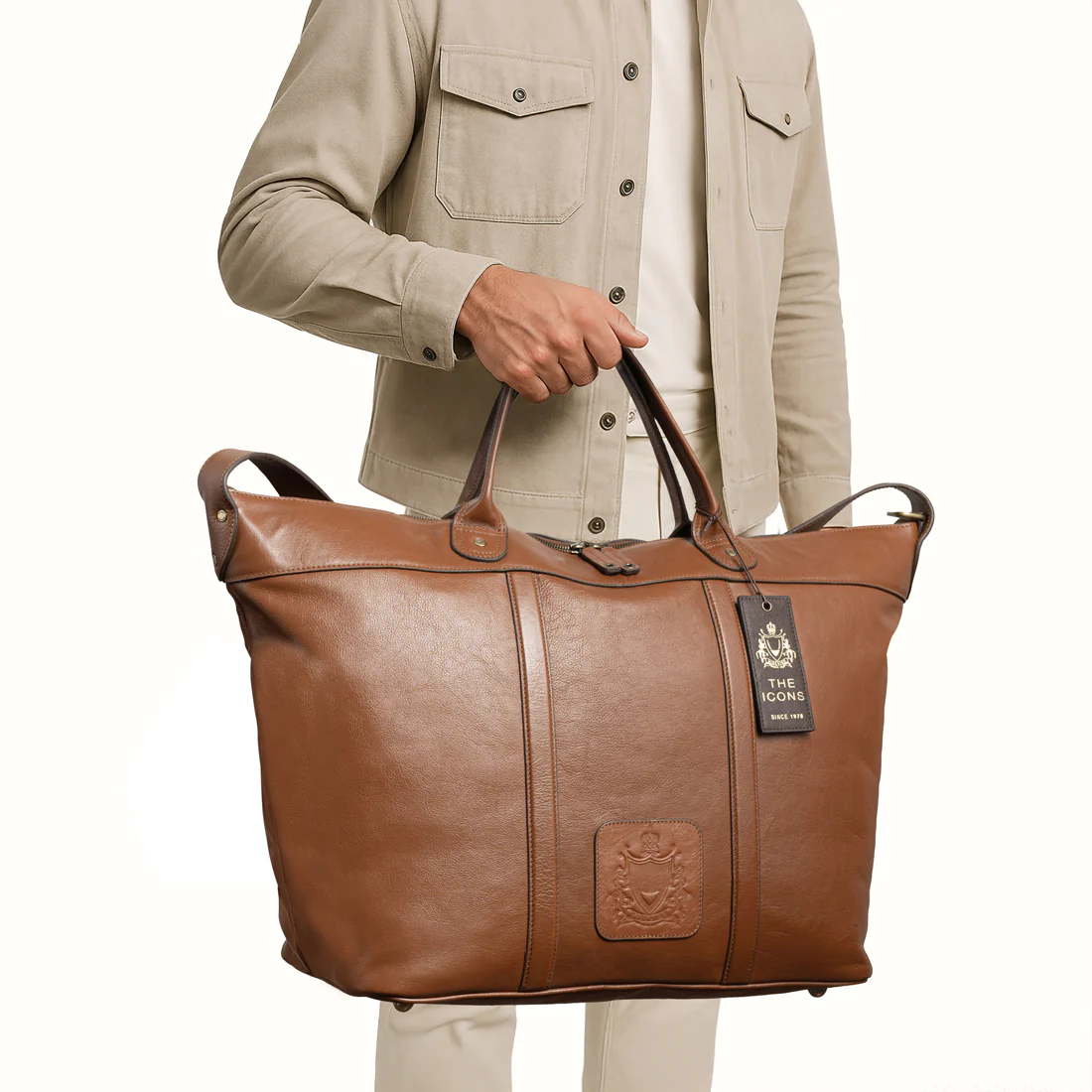 Roberto Tan Leather Duffle Bag - Image 2