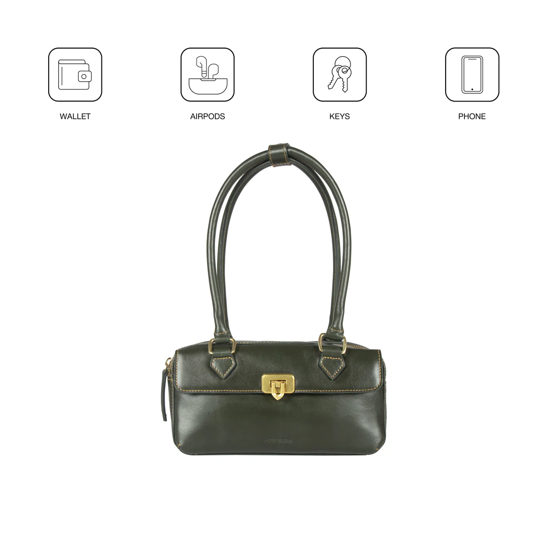 Rodos 02 Green Leather Tote Bag - Image 11
