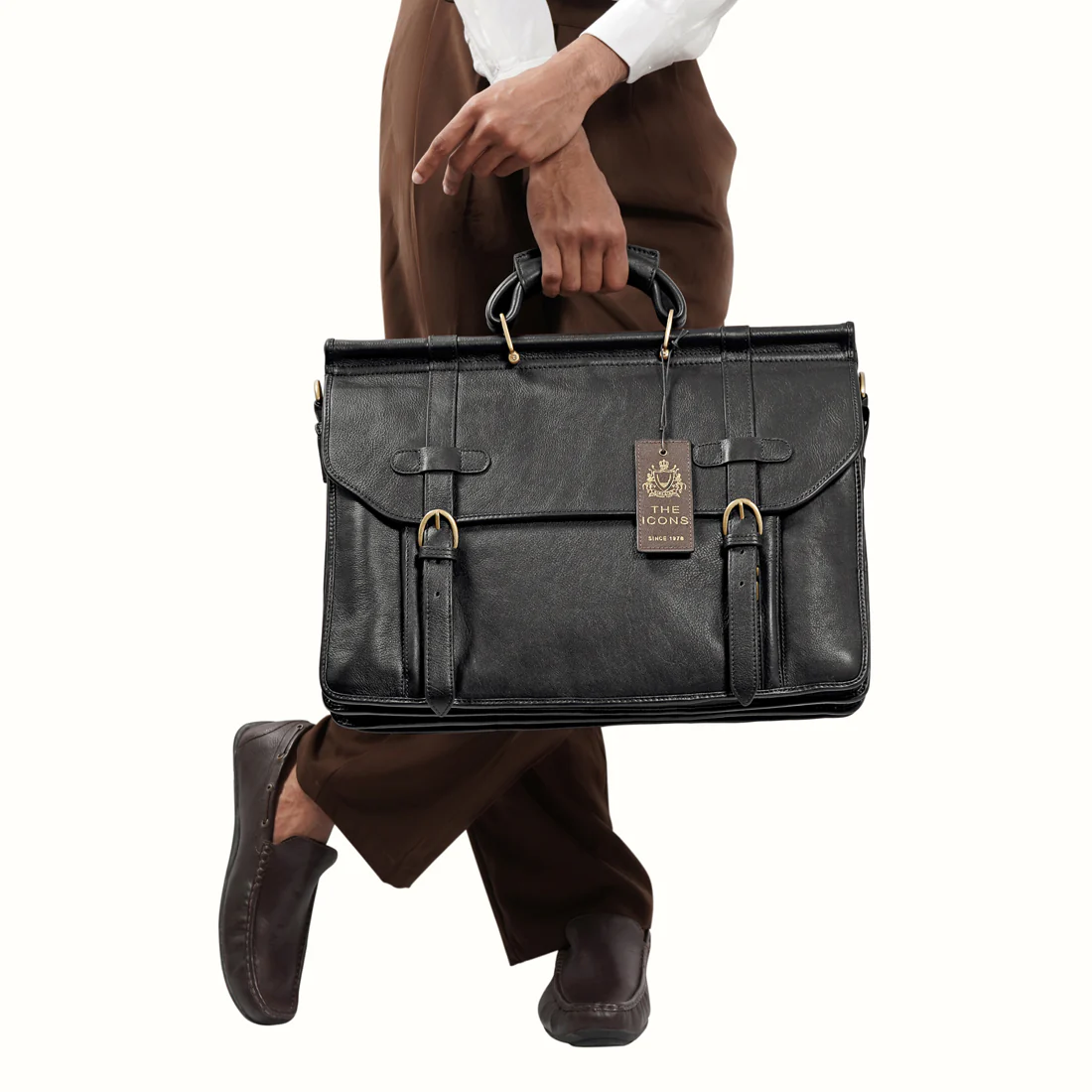 Roma Black Leather  Briefcase - Image 4