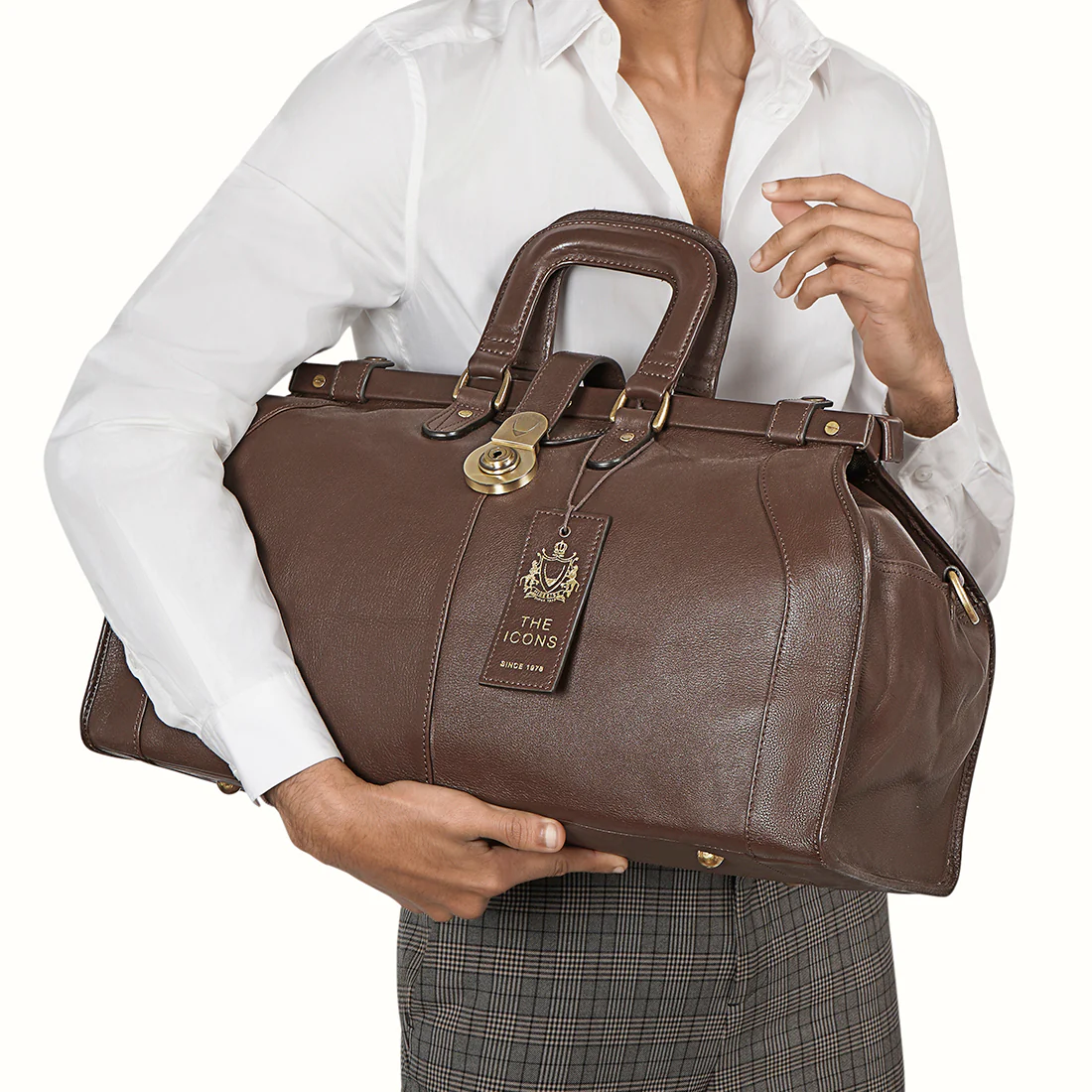 Safari Brown Leather Duffle Bag - Image 2