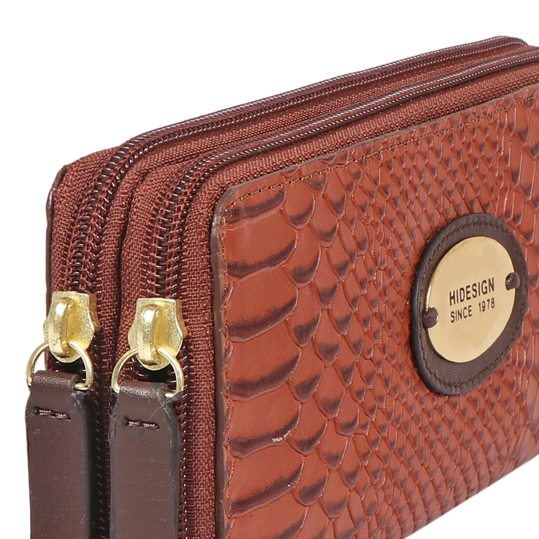Sauta Fe W3 Tan Leather Double Zip Around Wallet - Image 5