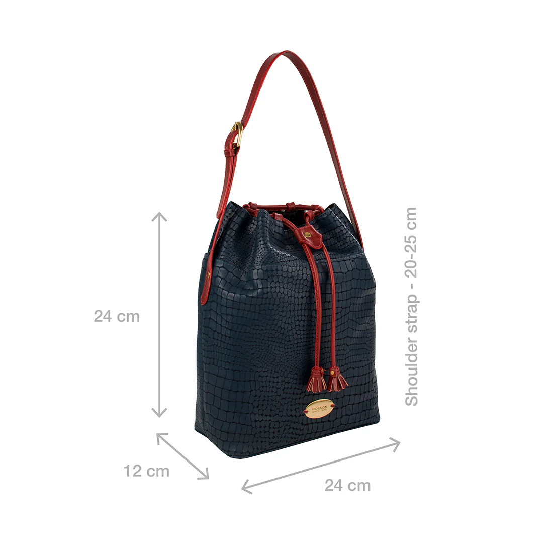 Sb Shea Blue Leather Draw String Bag - Image 3