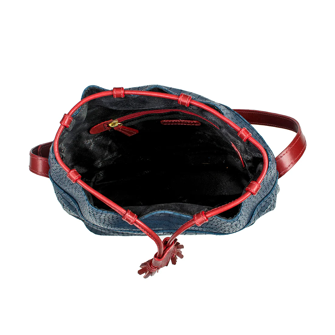 Sb Shea Blue Leather Draw String Bag - Image 5