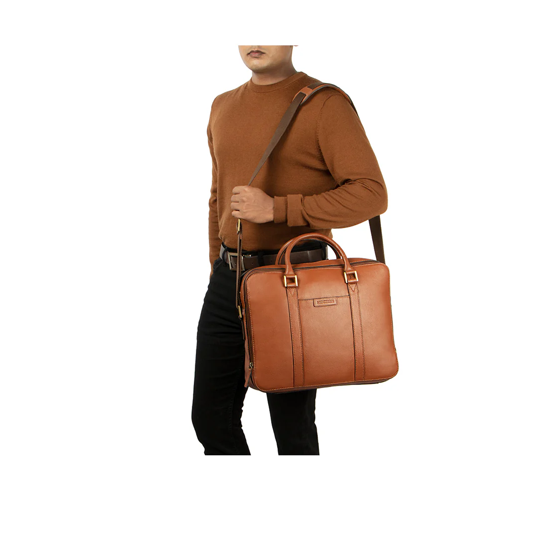 Sherlock 02 Tan Leather  Briefcase - Image 2