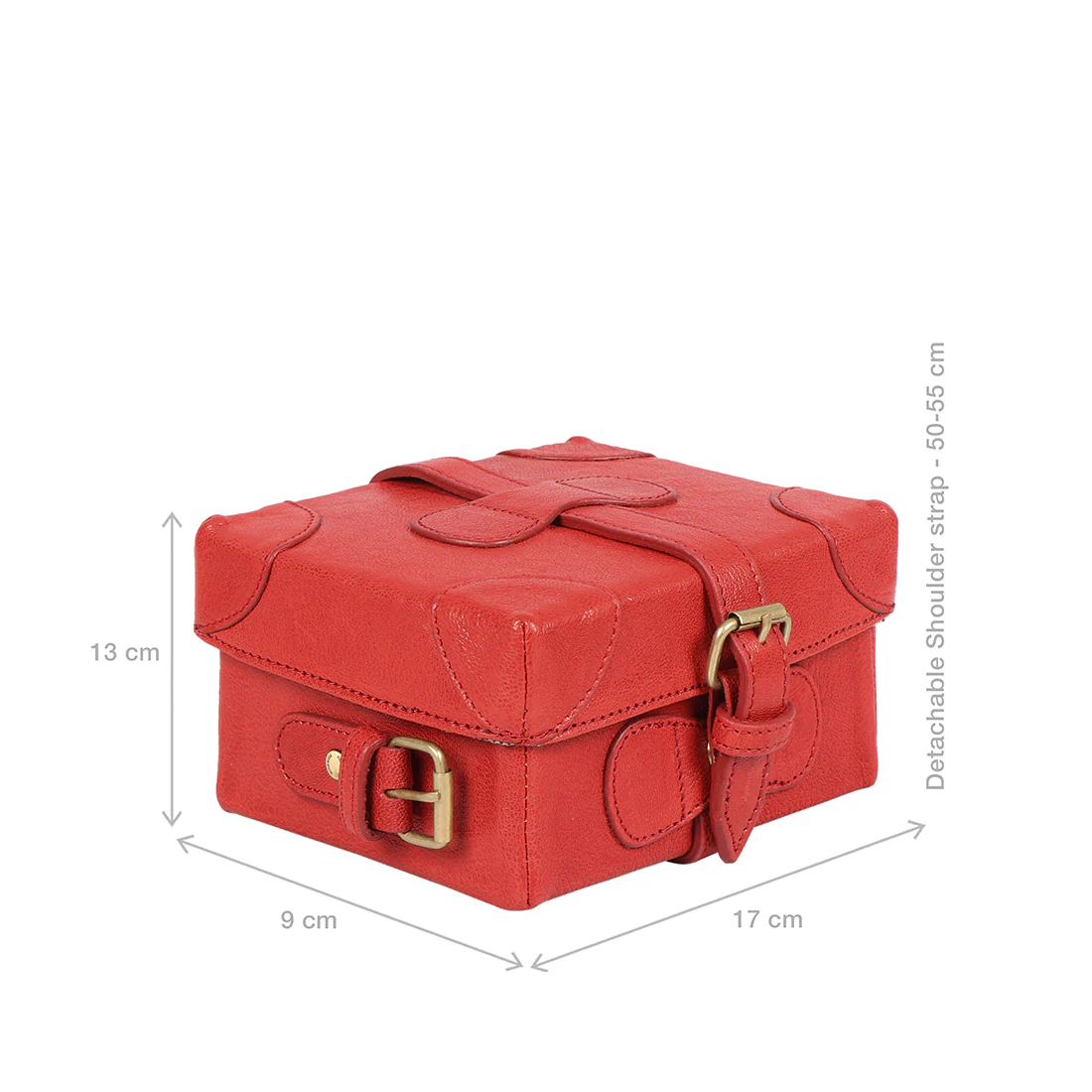 Small Boxy Red Leather Sling Bag - Image 3