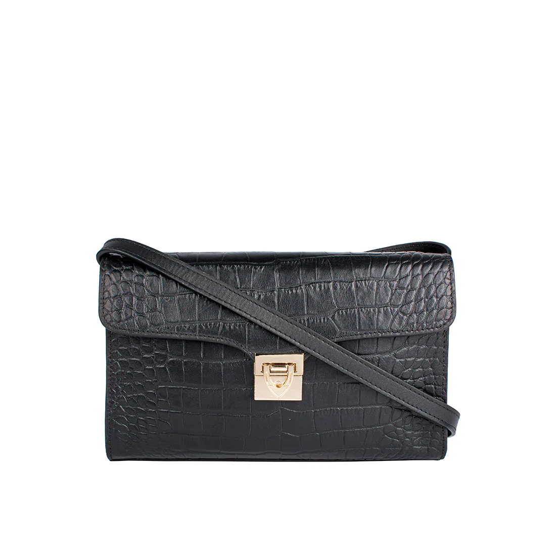 Stampa 02 Black Leather Sling Bag