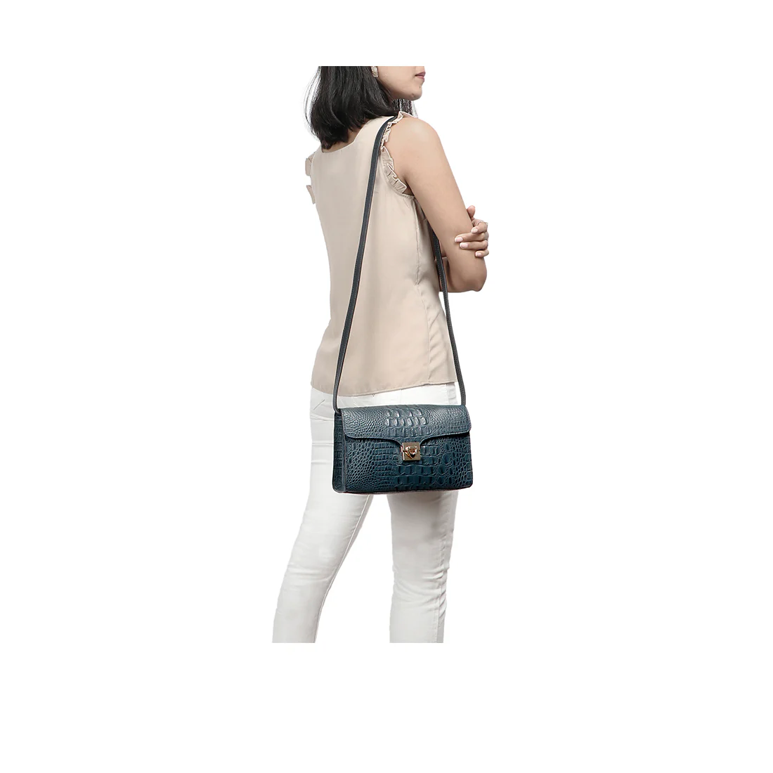 Stampa 02 Blue Leather Sling Bag - Image 4