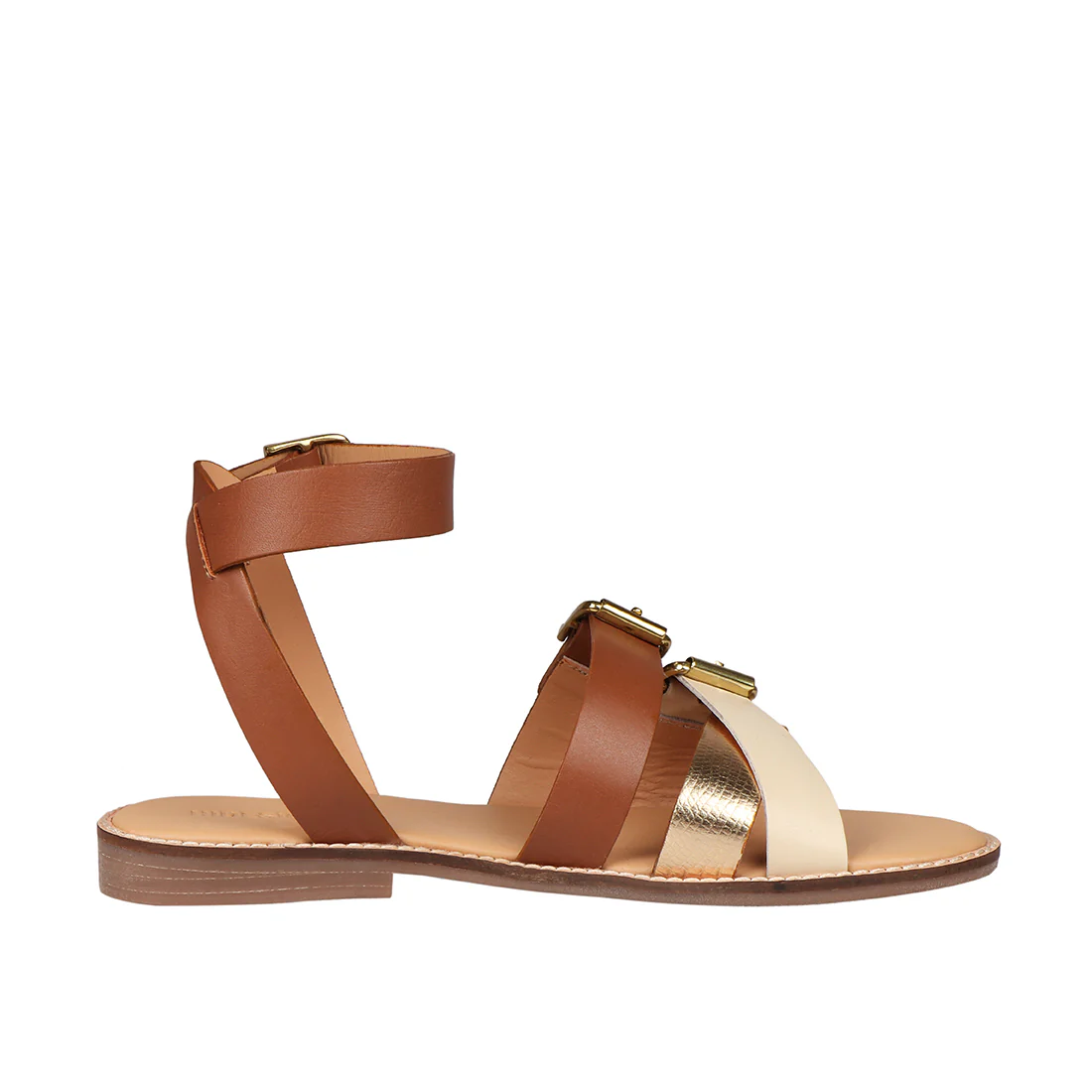 Suzie Women's Tan Leather Strap Sandals - Image 3