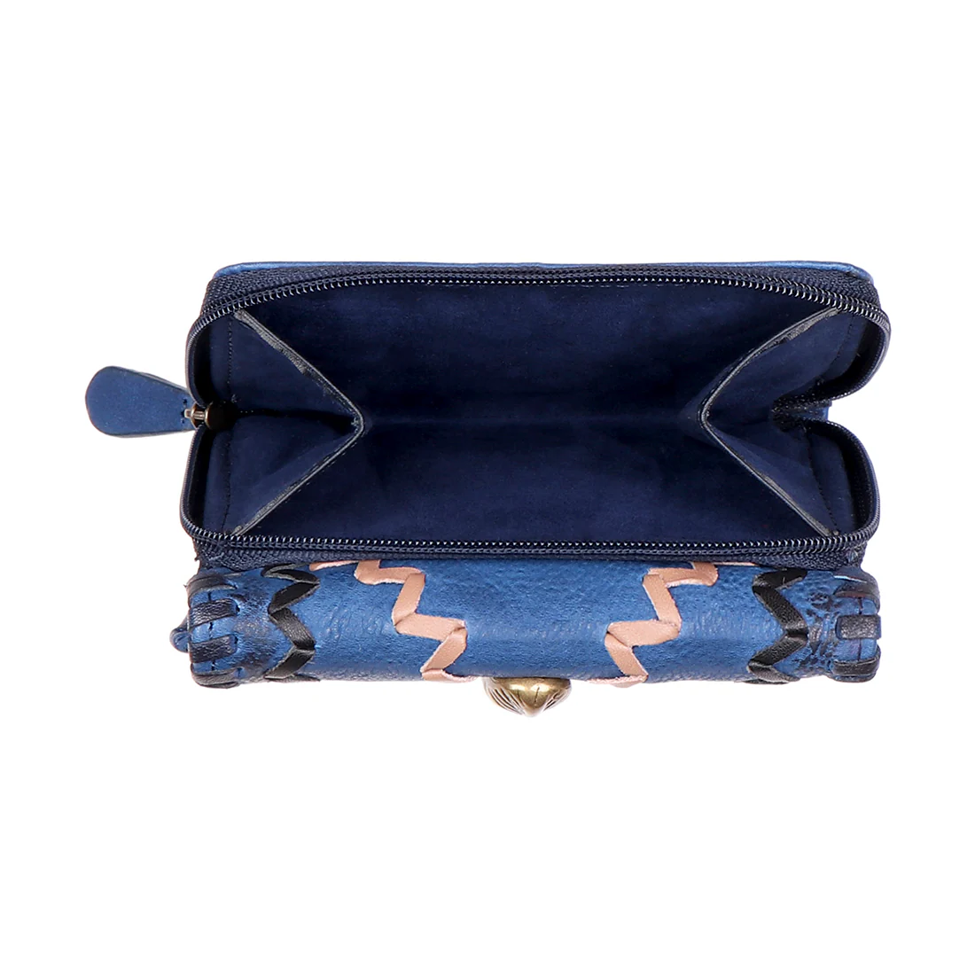 Swala W1 Blue Leather Trifold Wallet - Image 6