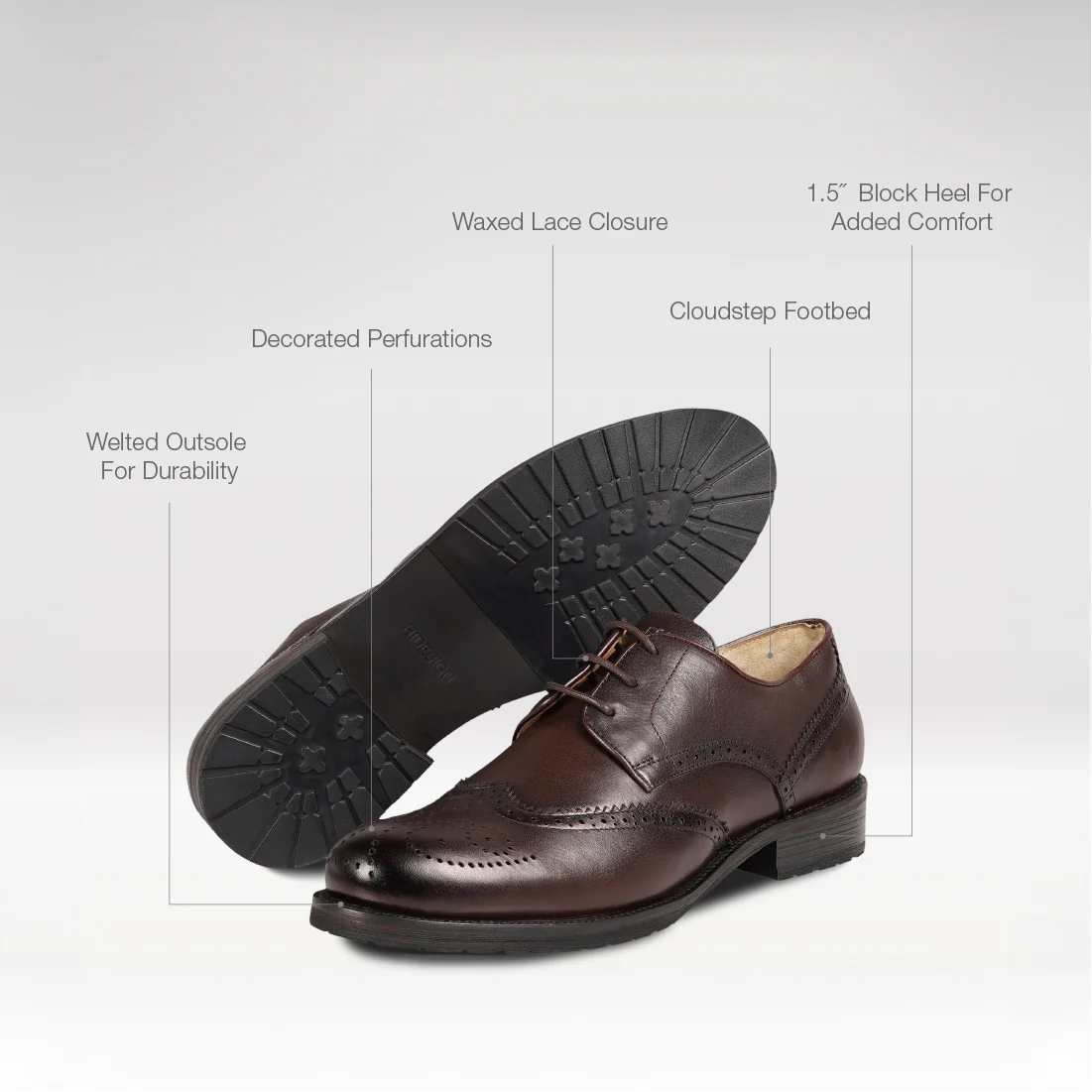 Tahoe Men's Brown Leather Brogue Shoes - Image 3