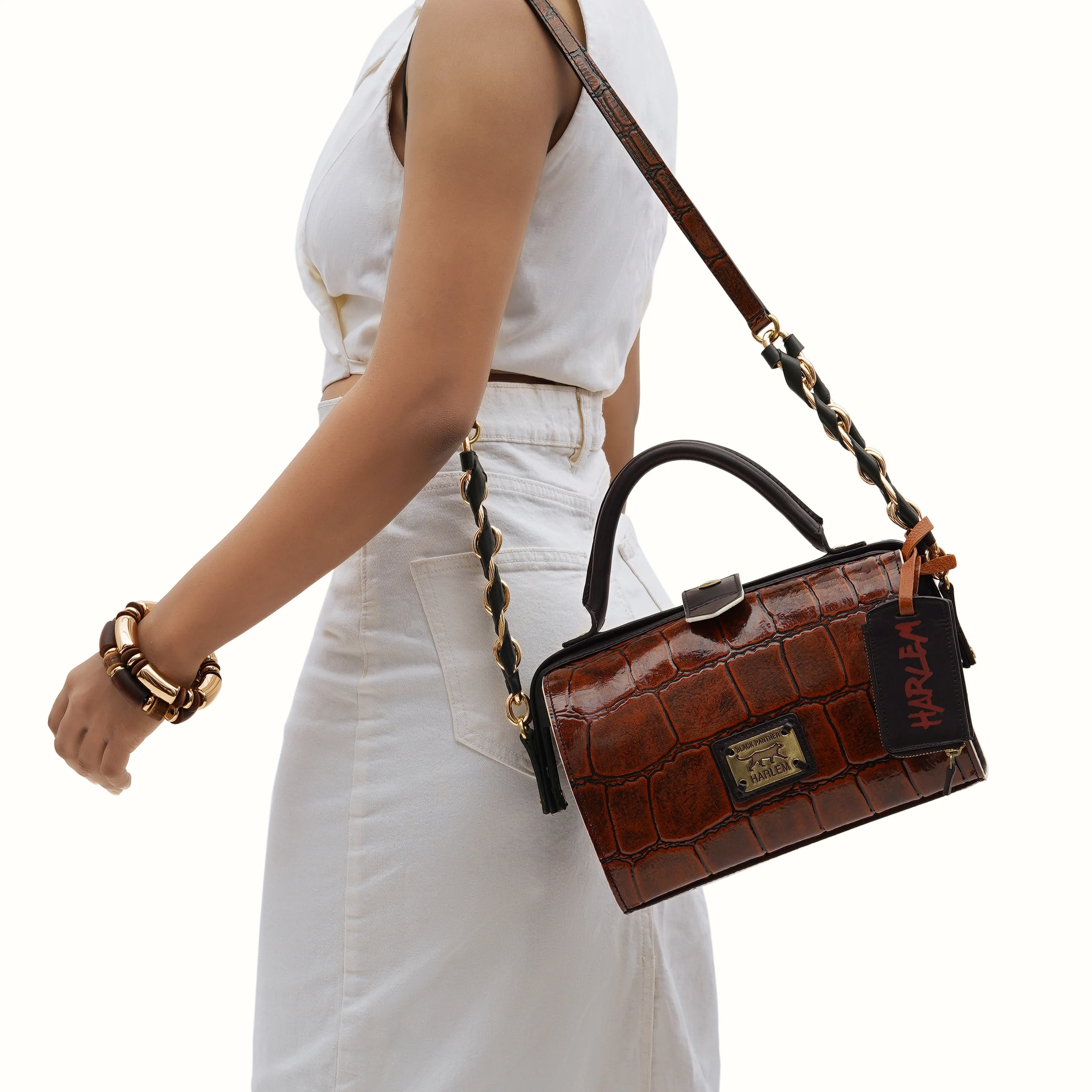 Tina Turner 01 Brown Leather Bowling Bag - Image 2