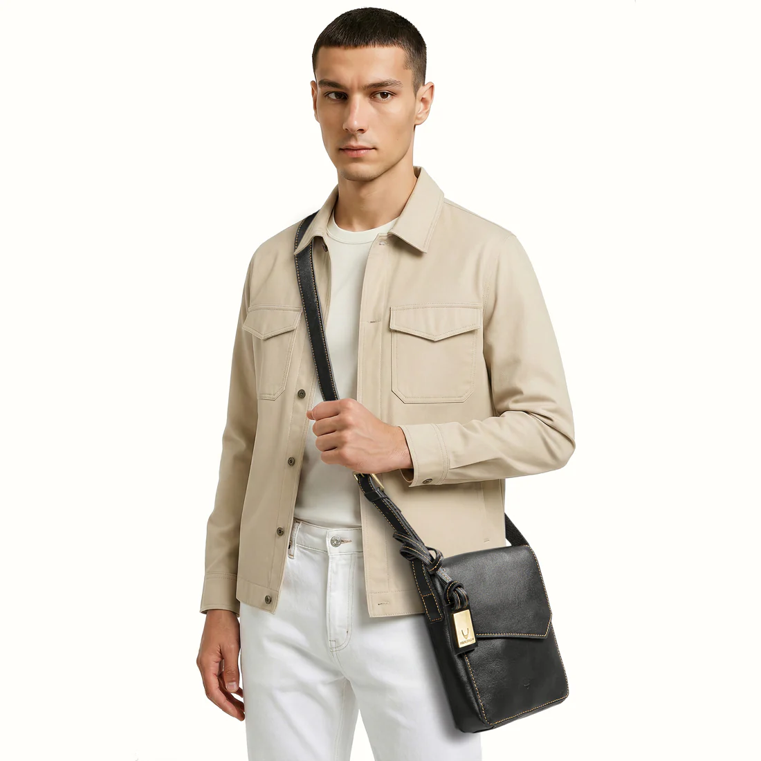 Tower 02 Black Leather Crossbody - Image 2