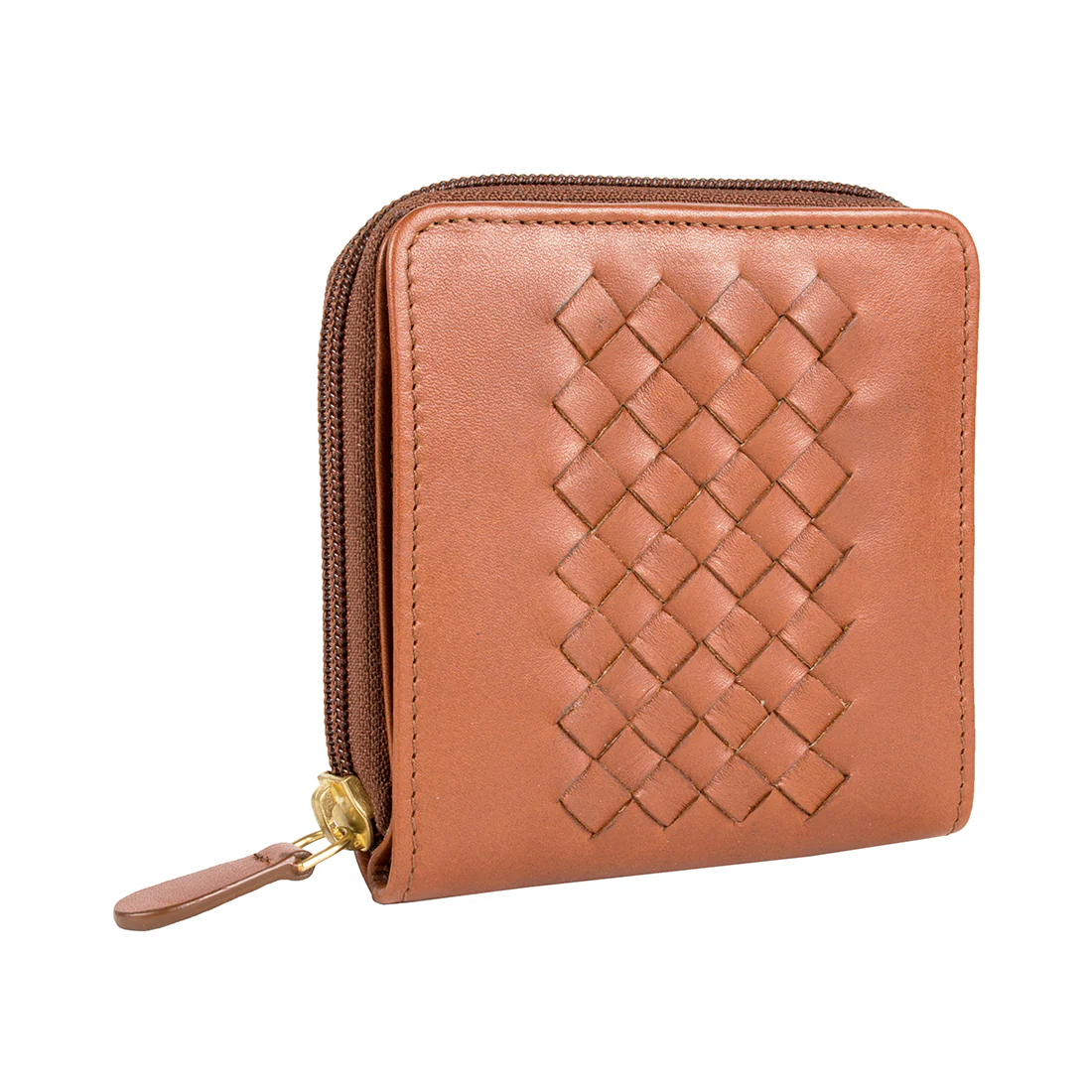 Treccia W2 Tan Leather Zip Around Wallet - Image 2