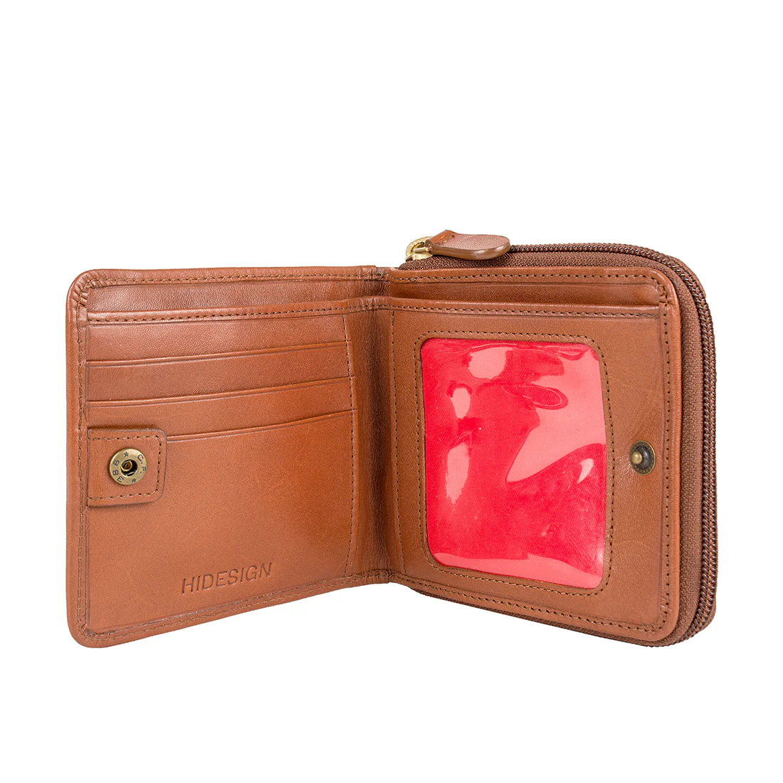 Treccia W2 Tan Leather Zip Around Wallet - Image 4