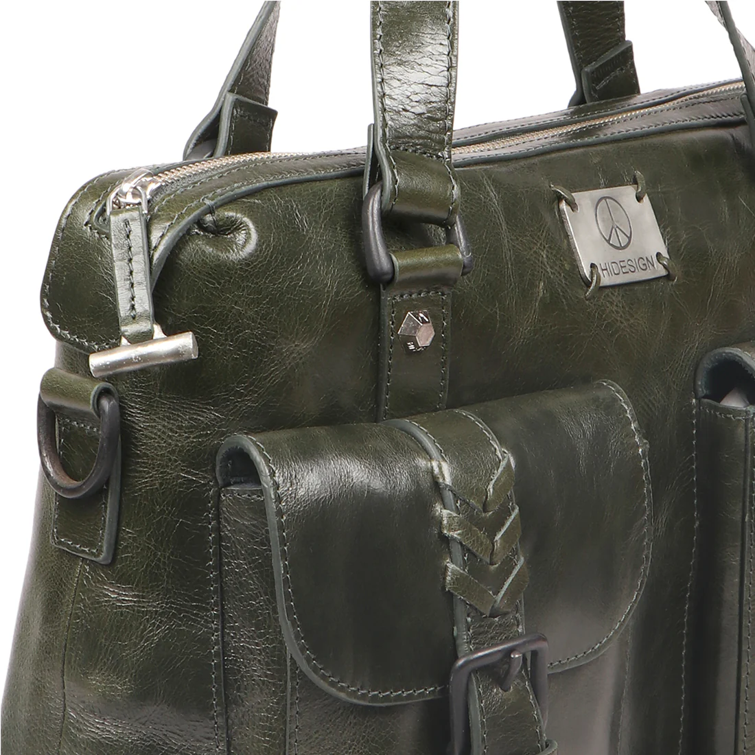 Uncle Ho 01 Green Leather  Briefcase - Image 5