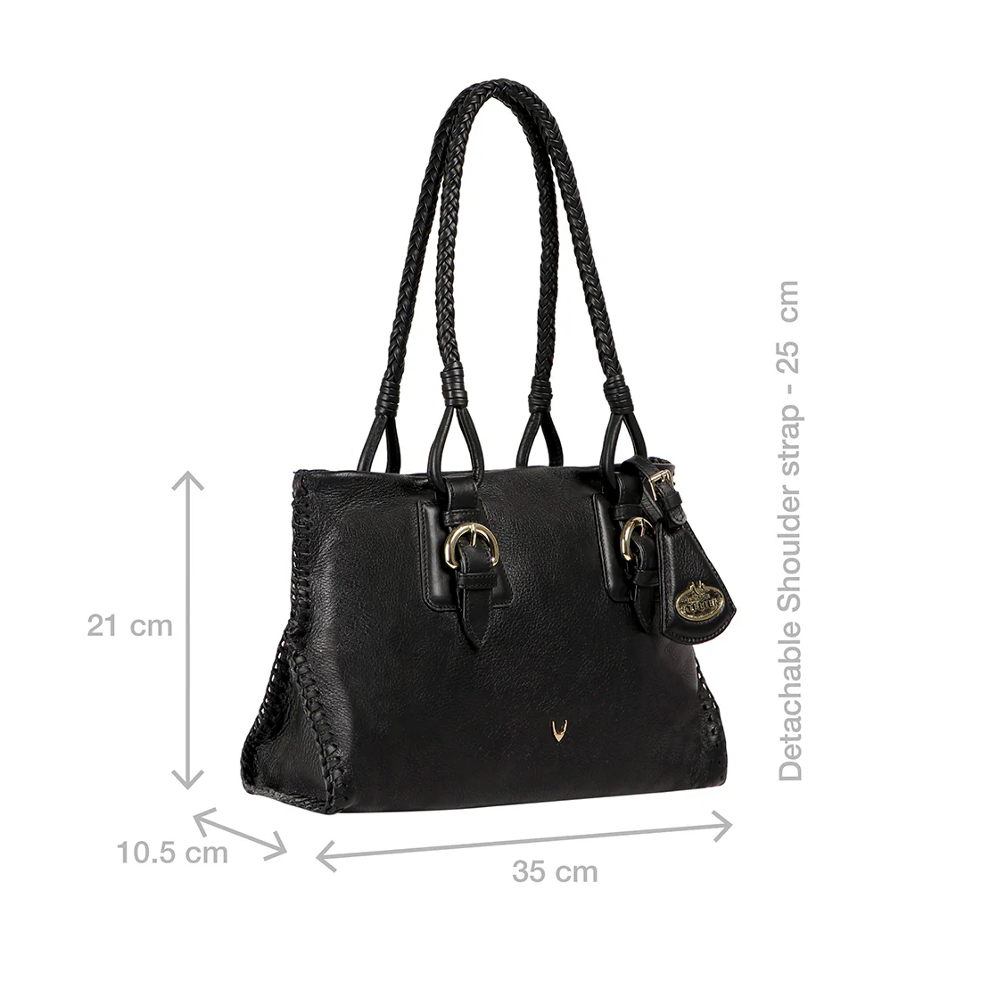 Ural Black Leather Tote Bag - Image 3