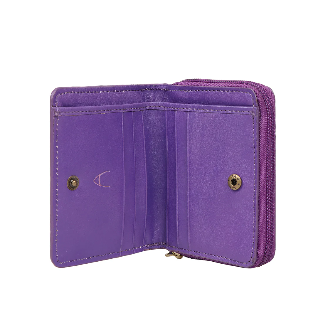 Valencia W1 Purple Leather Zip Around Wallet - Image 5