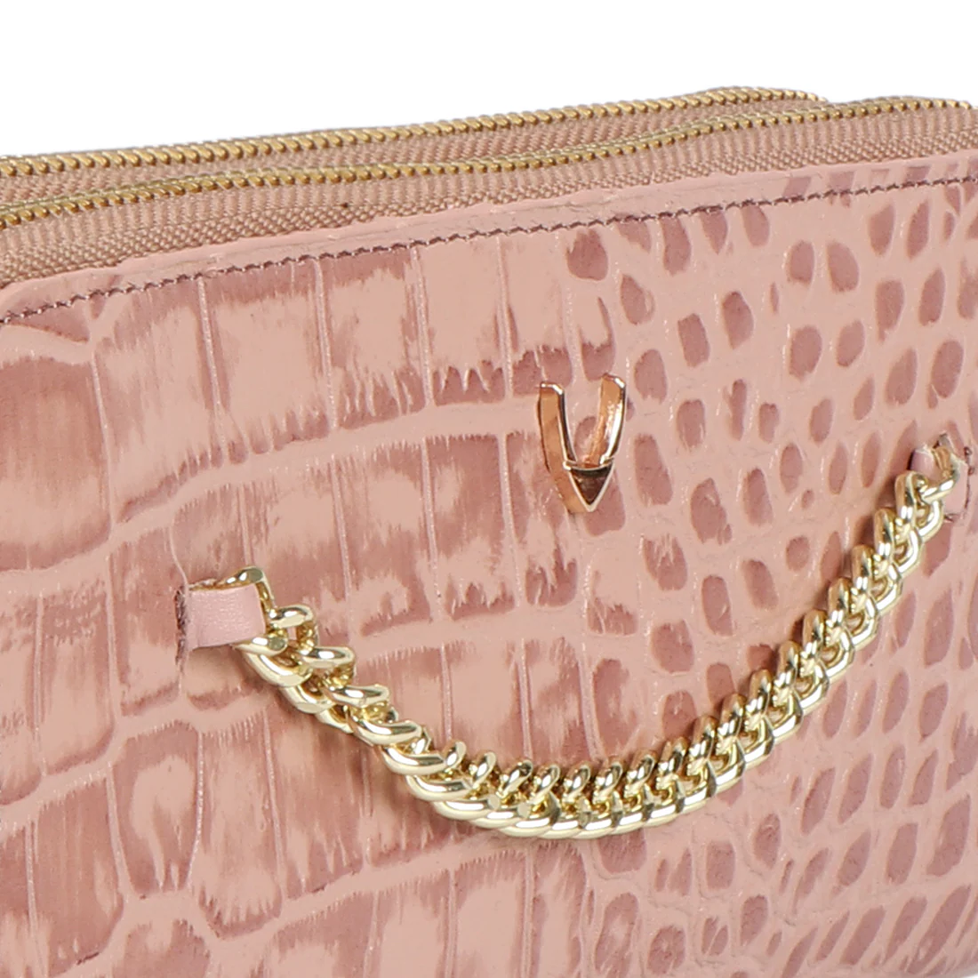 Valerie W1 Pink Leather Double Zip Around Wallet - Image 3