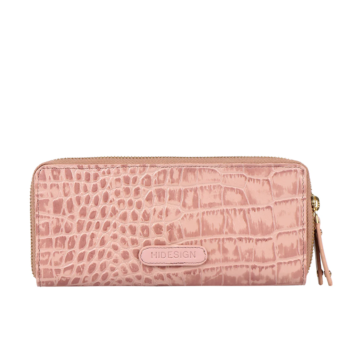 Valerie W1 Pink Leather Double Zip Around Wallet - Image 4