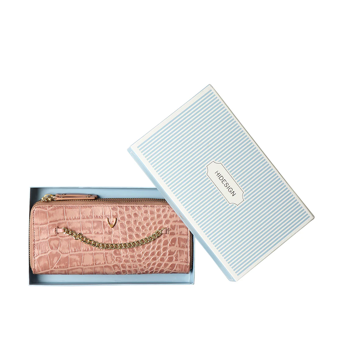 Valerie W1 Pink Leather Double Zip Around Wallet - Image 6