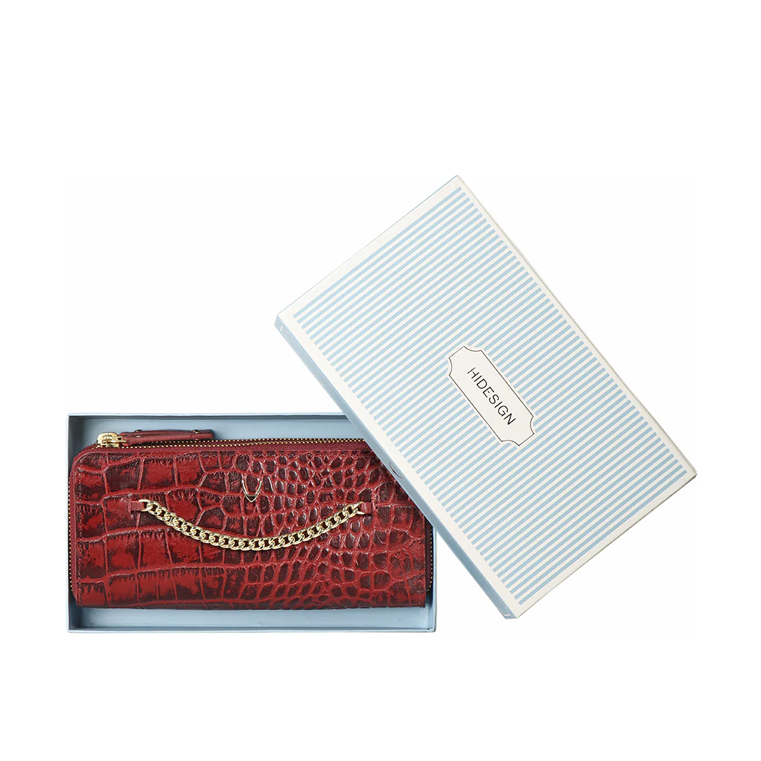 Valerie W1 Red Leather Double Zip Around Wallet - Image 5