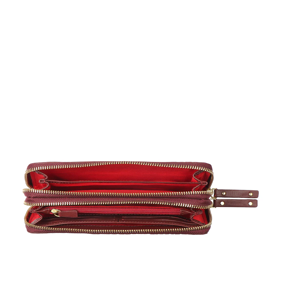 Valerie W1 Red Leather Double Zip Around Wallet - Image 6