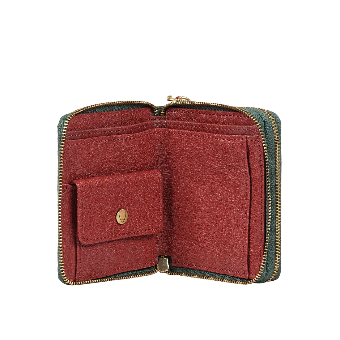 Vine W1 Green Leather Zip Around Wallet - Image 7