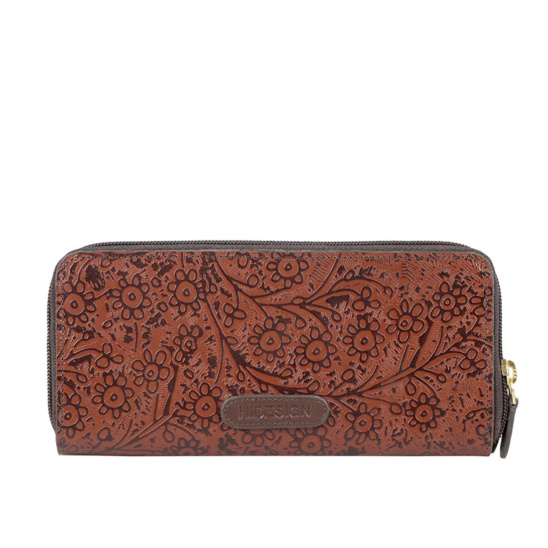 Viola W2 Sb Tan Leather Double Zip Around Wallet - Image 3