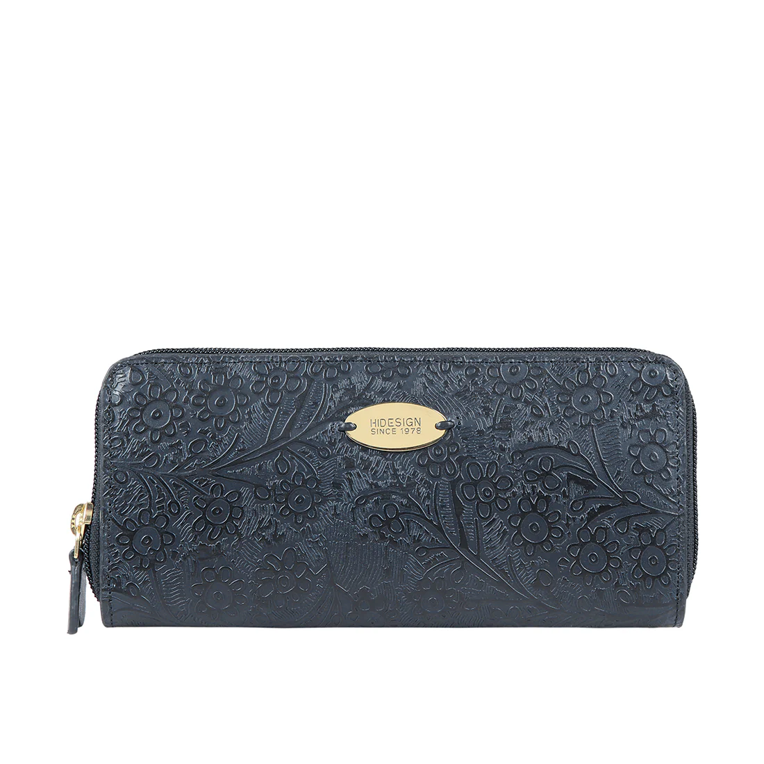Viola W2 Sb Blue Leather Double Zip Around Wallet