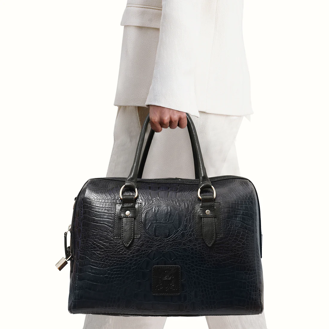 Wanderer 03 Blue Leather Duffle Bag - Image 2